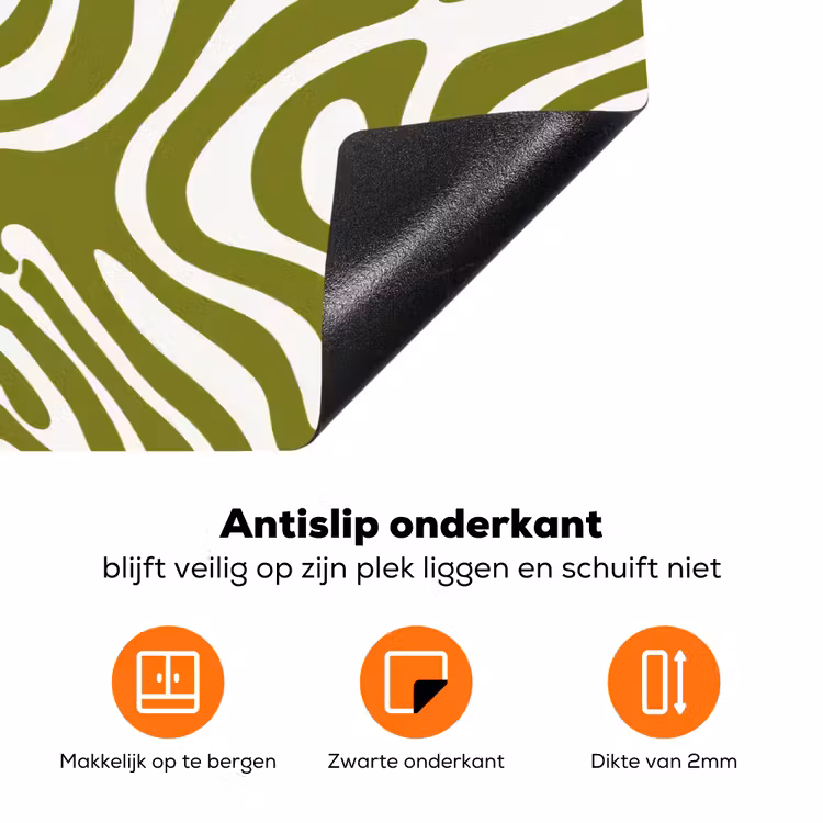 Lijnpatroon - Groen - Organisch Inductie beschermer vinyl 3mm klein 276 -zzzzzzz-td-onderkant