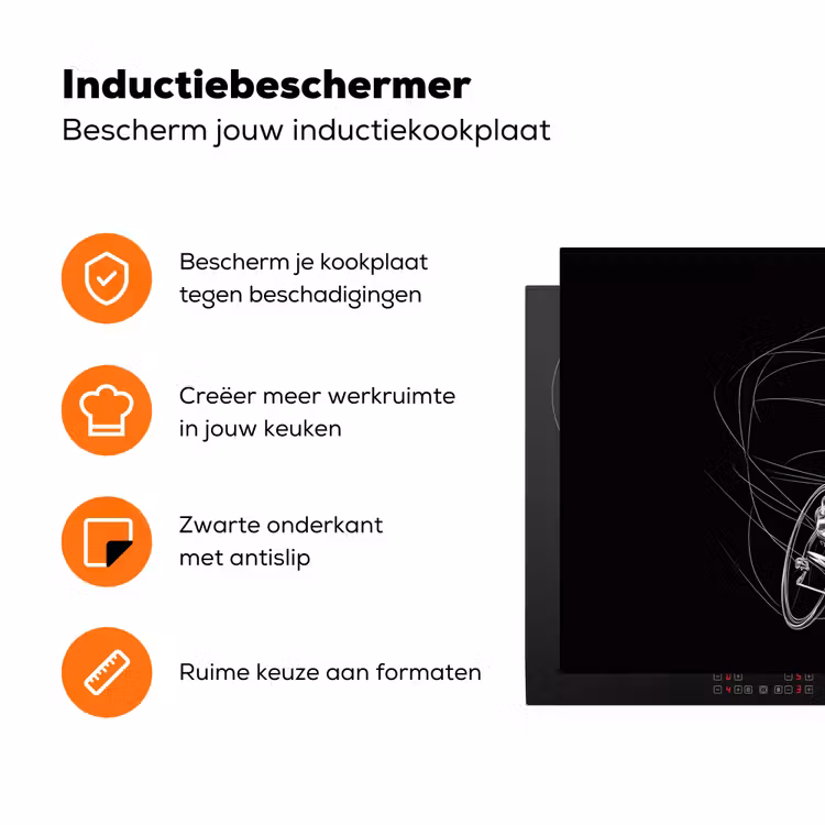 Lijntekening - Wit - Wielrennen - Snelheid Inductie beschermer vinyl 3mm klein -zzzzzzz-td-ups