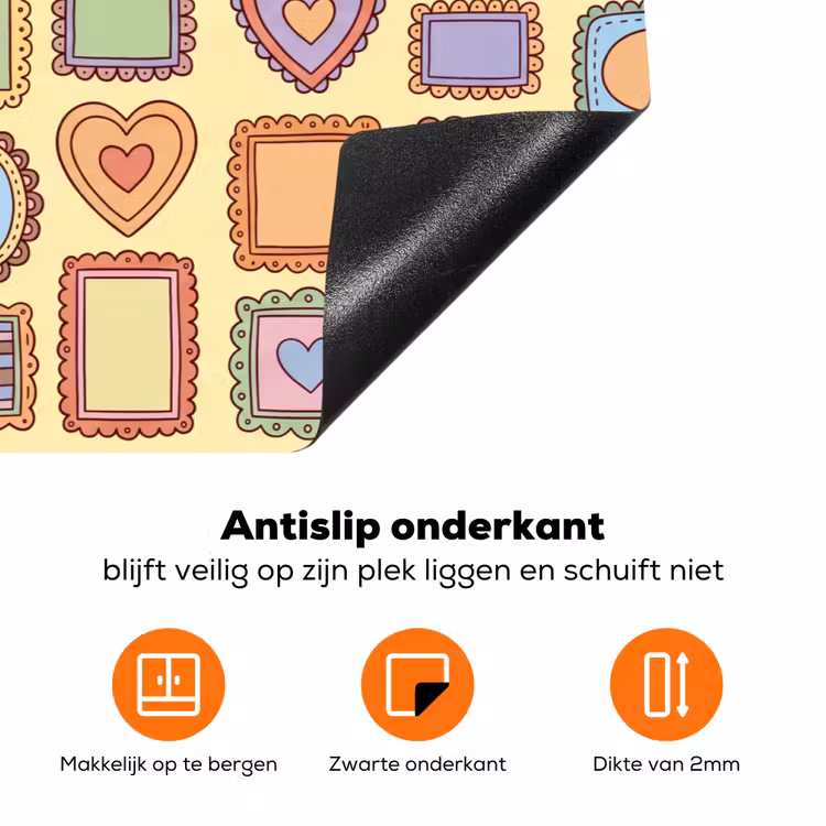 Lijst - Patroon - Hart - Speels - Kleurrijk Inductie beschermer vinyl 3mm klein -zzzzzzz-td-onderkant