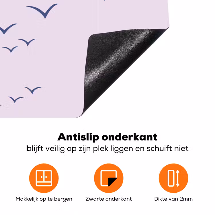 Lila - Vogels - Blauw Inductie beschermer vinyl 3mm klein 276 -zzzzzzz-td-onderkant