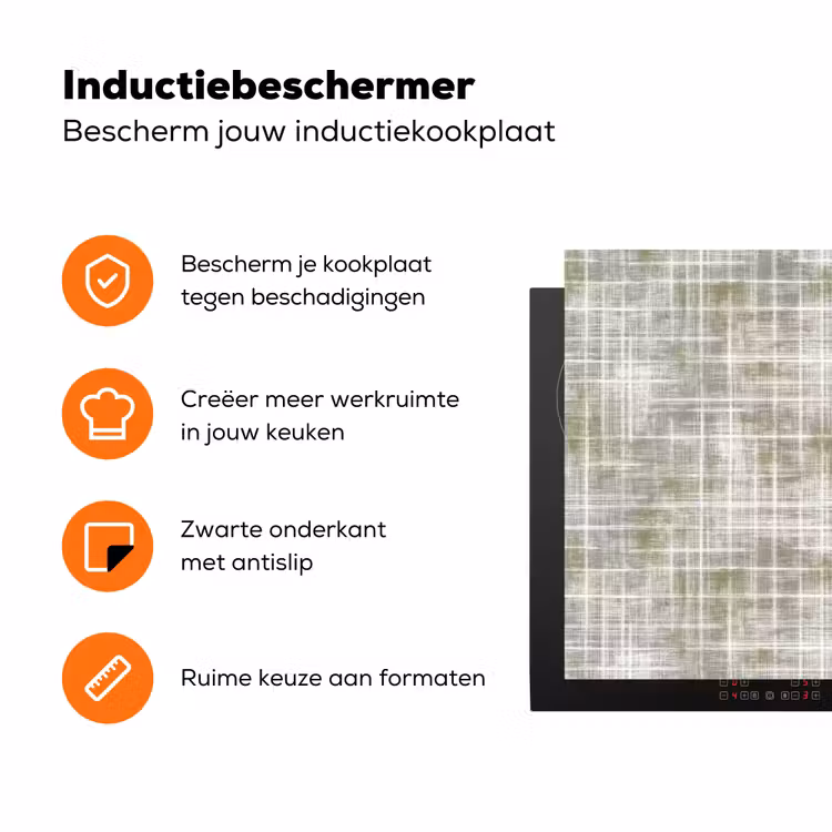 Linnen - Patroon - Groen Inductie beschermer vinyl 3mm klein 276 -zzzzzzz-td-ups