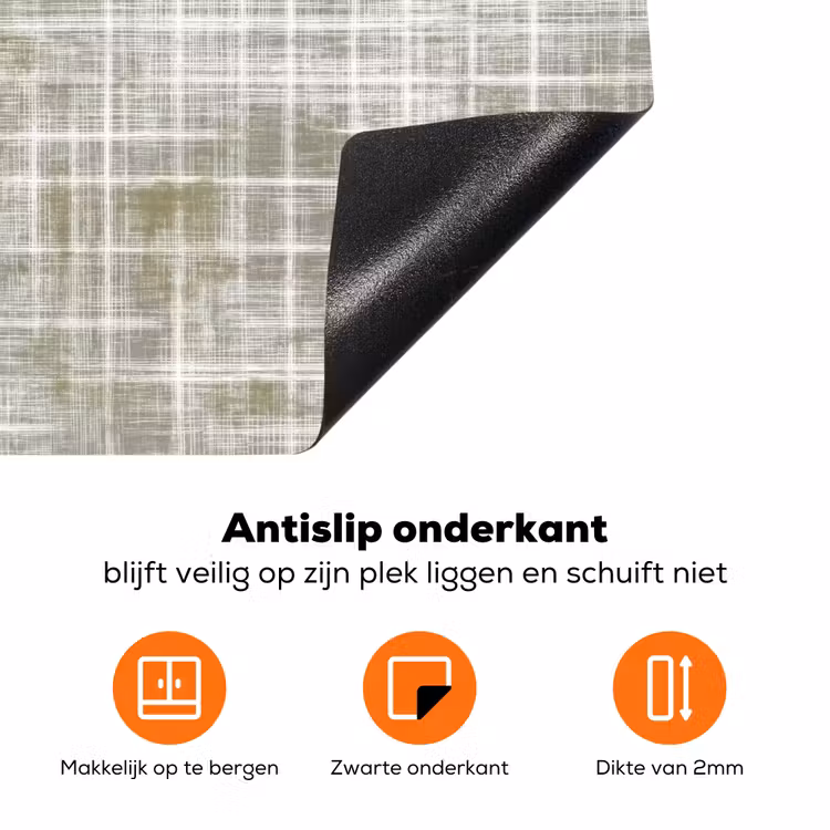 Linnen - Patroon - Groen Inductie beschermer vinyl 3mm klein 276 -zzzzzzz-td-onderkant