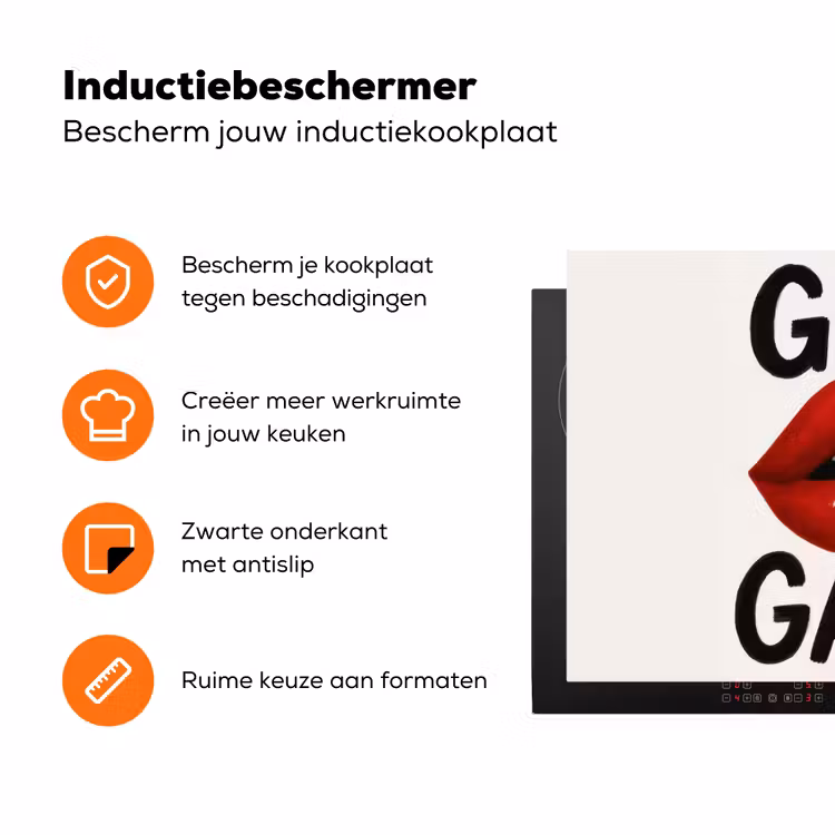 Lip - Girl - Rood - Letters Inductie beschermer vinyl 3mm klein -zzzzzzz-td-ups
