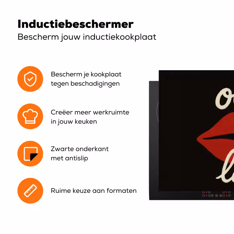 Lip - Rood - Quote Inductie beschermer vinyl 3mm klein -zzzzzzz-td-ups