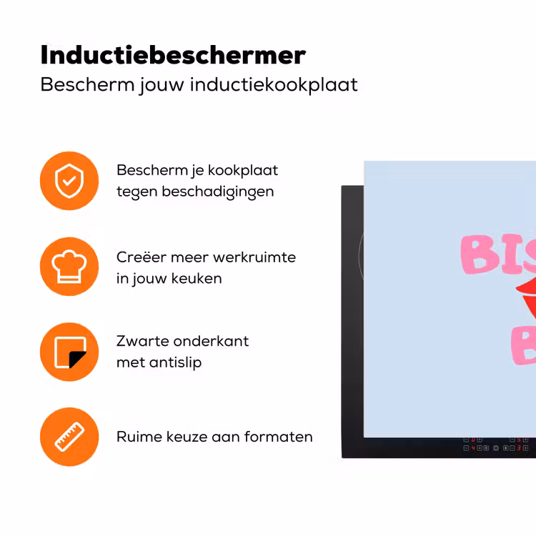 Lippen - Bisou - Blauw Inductie beschermer vinyl 3mm klein -zzzzzzz-td-ups