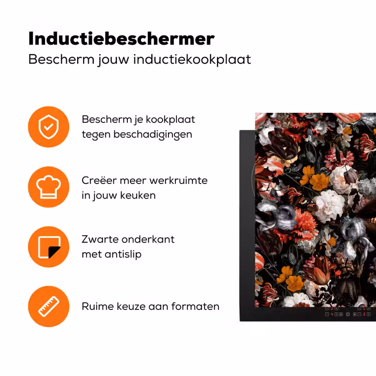 Lippen - Bloemen - Verf - Oranje - Kunst - Abstract - Oude meesters Inductie beschermer vinyl 3mm klein -zzzzzzz-td-ups