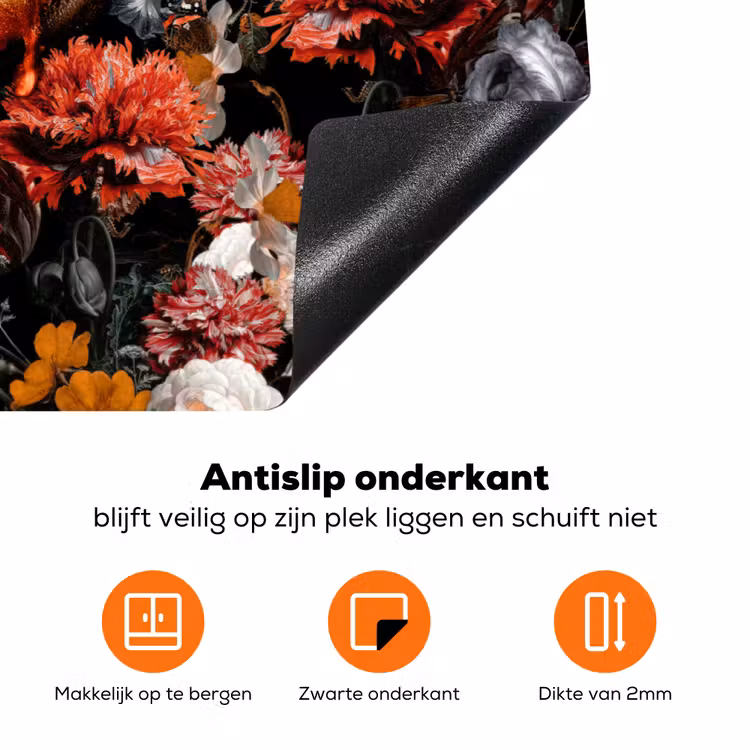 Lippen - Bloemen - Verf - Oranje - Kunst - Abstract - Oude meesters Inductie beschermer vinyl 3mm klein -zzzzzzz-td-onderkant