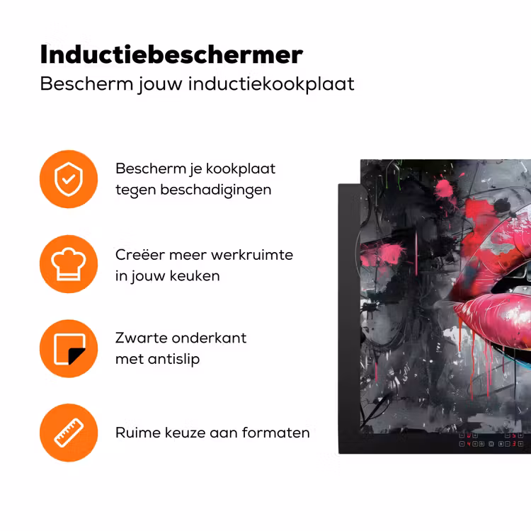 Lippen - Felroze - Graffiti - Verfstrepen Inductie beschermer vinyl 3mm klein -zzzzzzz-td-ups