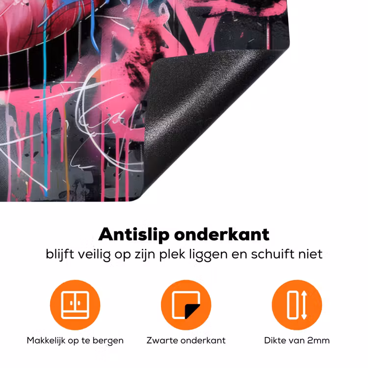 Lippen - Felroze - Graffiti - Verfstrepen Inductie beschermer vinyl 3mm klein -zzzzzzz-td-onderkant