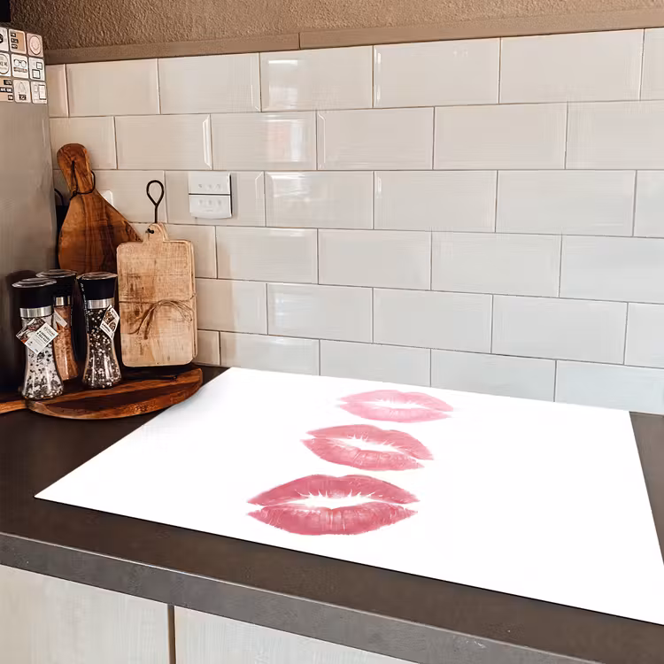 Lippen - Kusafdruk - Roze - Modern - Abstract Inductie beschermer vinyl 3mm klein -sfeer3