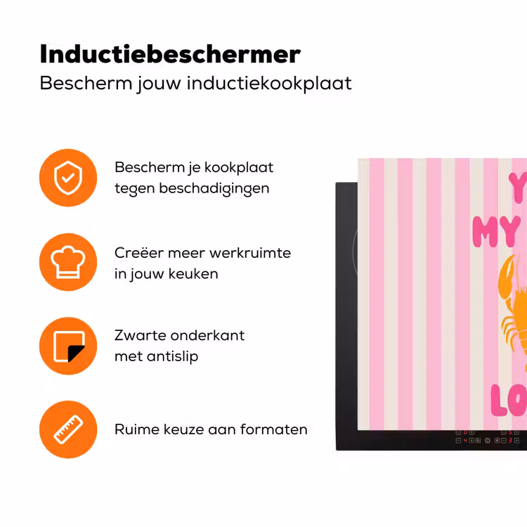 Lobster - Love - Valentijn Inductie beschermer vinyl 3mm klein -zzzzzzz-td-ups