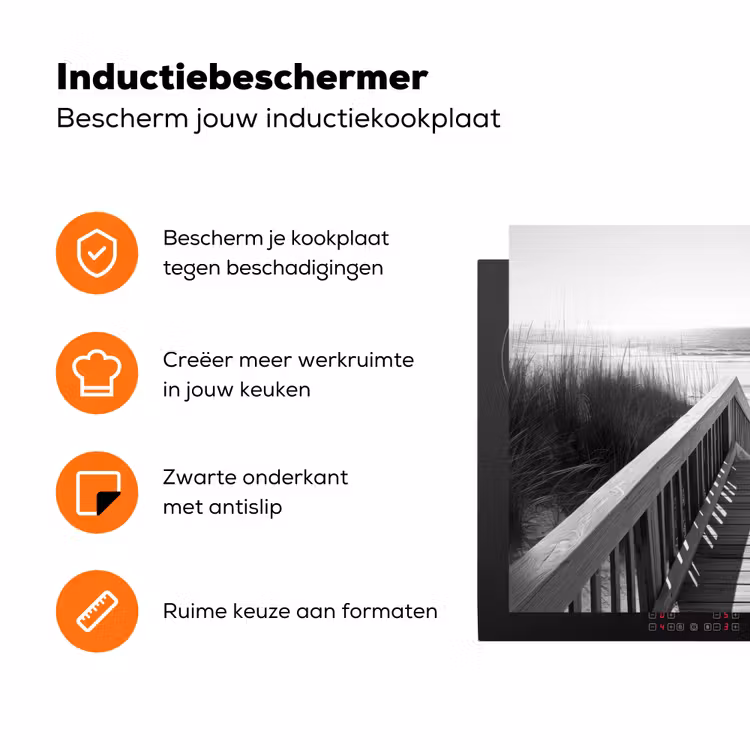 Loopbrug - Hout - Strand - Zee Inductie beschermer vinyl 3mm klein -zzzzzzz-td-ups