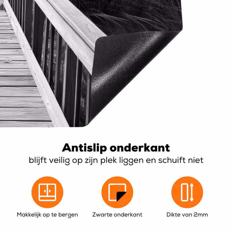 Loopbrug - Hout - Strand - Zee Inductie beschermer vinyl 3mm klein -zzzzzzz-td-onderkant