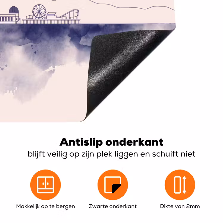 Los Angeles - Skyline - Architectuur - Aquarel - Blauw Inductie beschermer vinyl 3mm klein -zzzzzzz-td-onderkant