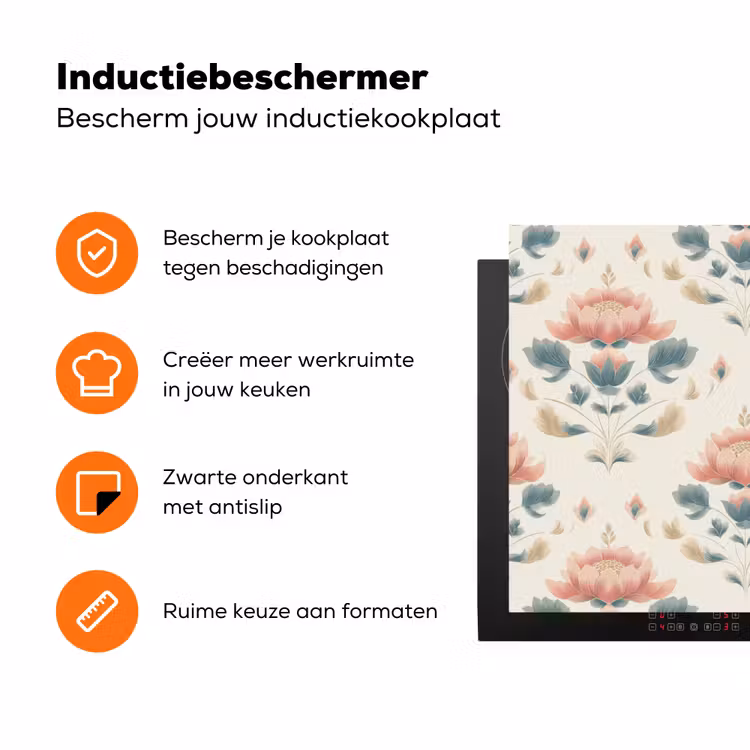 Lotus - Bloemen - Roze Inductie beschermer vinyl 3mm klein 276 -zzzzzzz-td-ups