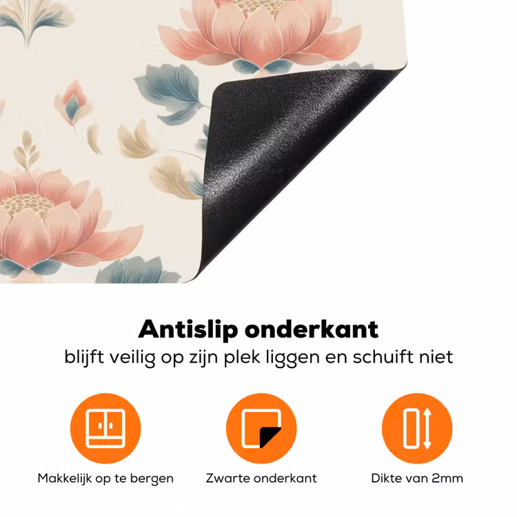 Lotus - Bloemen - Roze Inductie beschermer vinyl 3mm klein 276 -zzzzzzz-td-onderkant