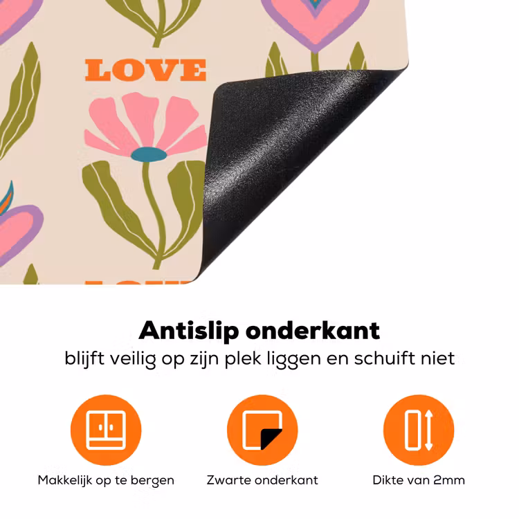 Love - Patroon - Bloemen - Hartjes Inductie beschermer vinyl 3mm klein 276 -zzzzzzz-td-onderkant