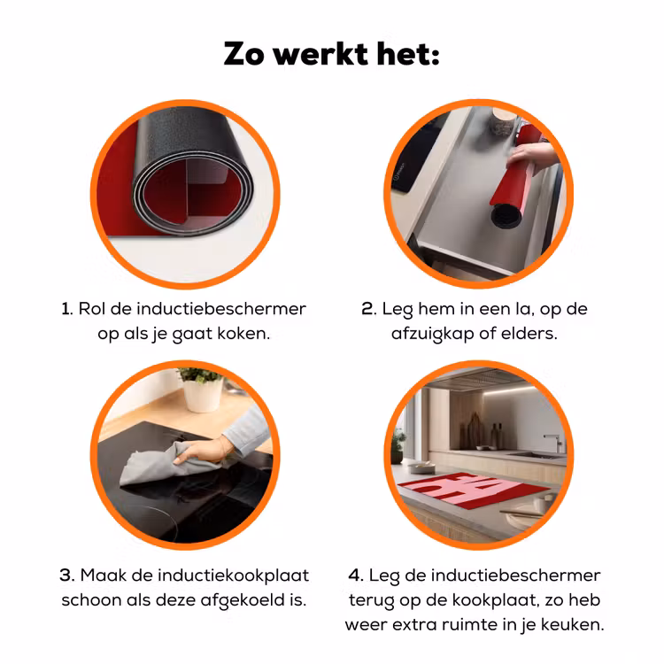 Love - Rood - Blokletters Inductie beschermer vinyl 3mm klein -zzzzzzz-td-werking