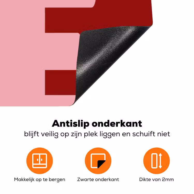 Love - Rood - Blokletters Inductie beschermer vinyl 3mm klein -zzzzzzz-td-onderkant