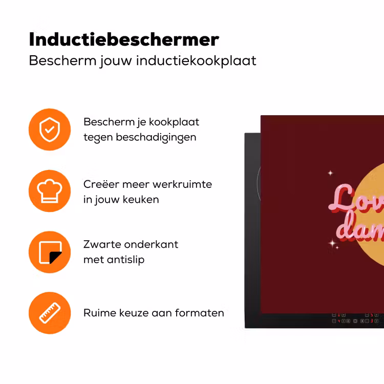 love your damn self - Cirkel - Glitter - Rood Inductie beschermer vinyl 3mm klein -zzzzzzz-td-ups