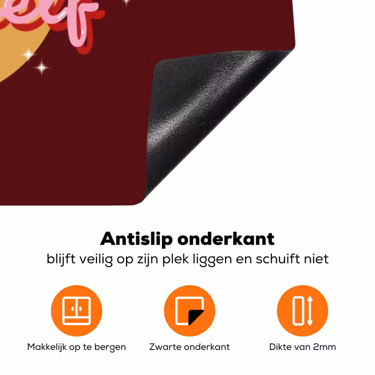 love your damn self - Cirkel - Glitter - Rood Inductie beschermer vinyl 3mm klein -zzzzzzz-td-onderkant