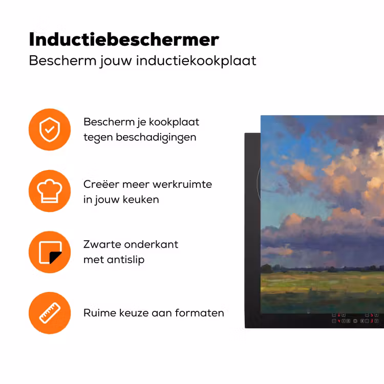 Lucht - Wolken - Landschap - Modern - Oranje Inductie beschermer vinyl 3mm klein -zzzzzzz-td-ups