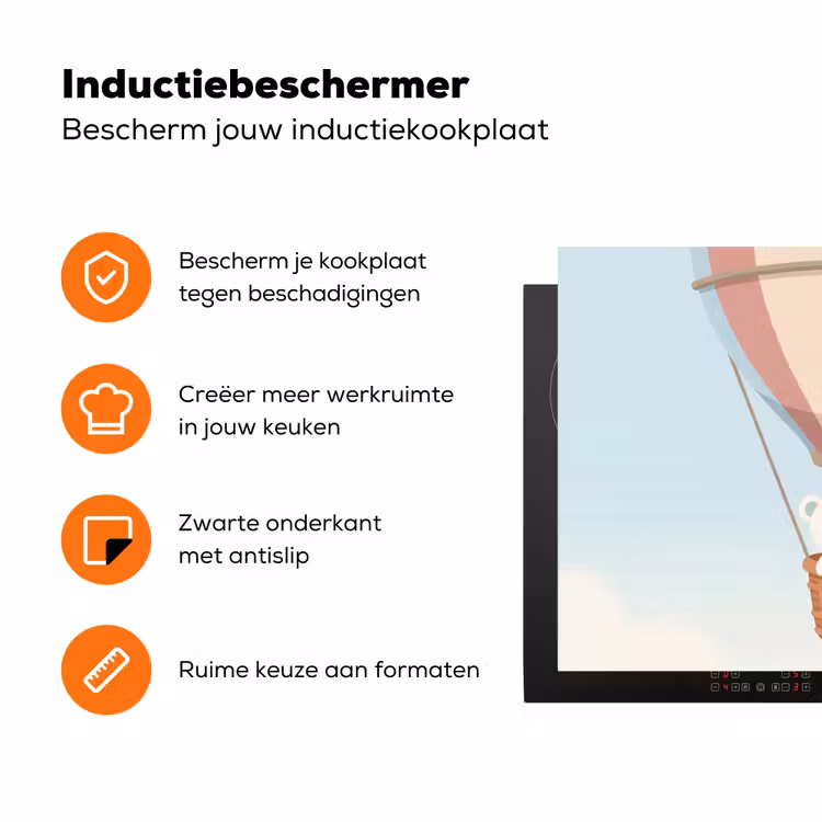 Luchtballon - Beren - Pastel Inductie beschermer vinyl 3mm klein -zzzzzzz-td-ups