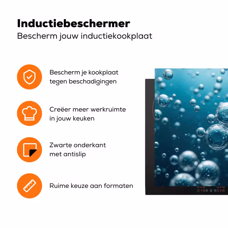 Luchtbellen - Dynamisch - Blauw Inductie beschermer vinyl 3mm klein -zzzzzzz-td-ups
