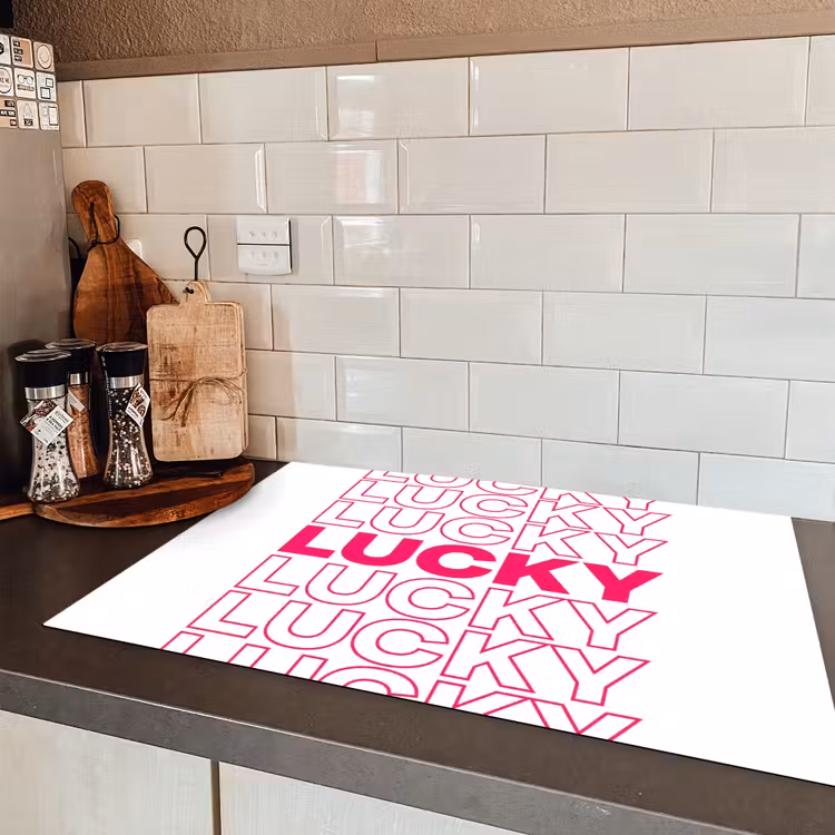 Lucky - Roze - Patroon Inductie beschermer vinyl 3mm klein -sfeer3