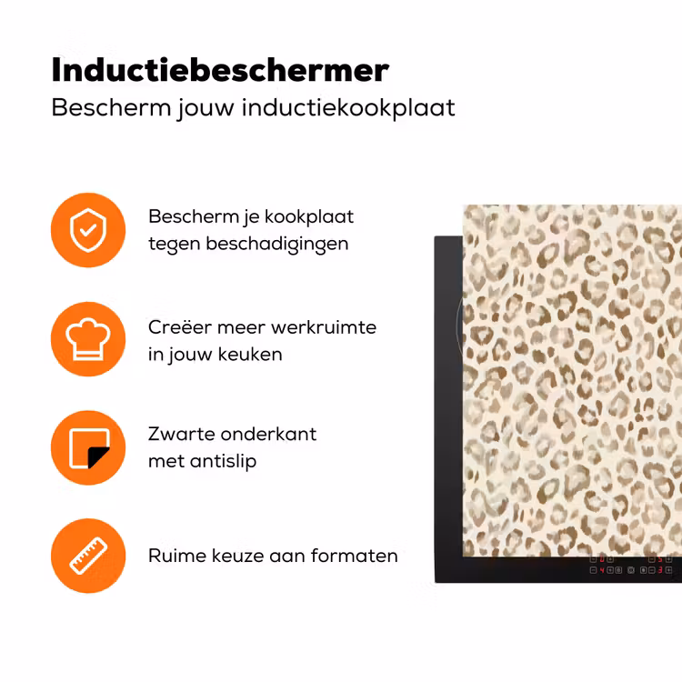 Luipaard - Klassiek - Beige Inductie beschermer vinyl 3mm klein 276 -zzzzzzz-td-ups