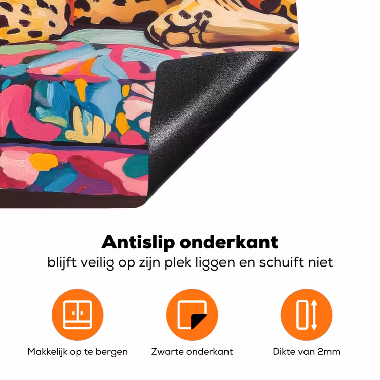 Luipaard - Kleurrijk - Tropisch Inductie beschermer vinyl 3mm klein -zzzzzzz-td-onderkant
