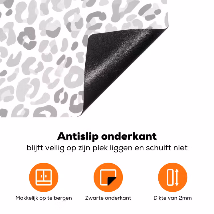 Luipaard - Motief - Grijs Inductie beschermer vinyl 3mm klein 276 -zzzzzzz-td-onderkant