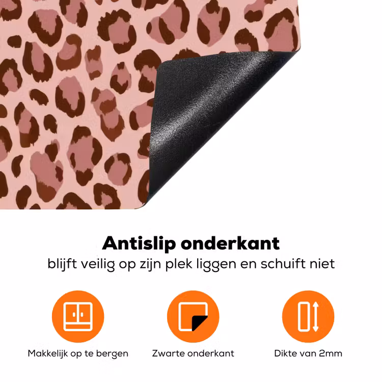 Luipaard - Patroon - Roze Inductie beschermer vinyl 3mm klein 276 -zzzzzzz-td-onderkant