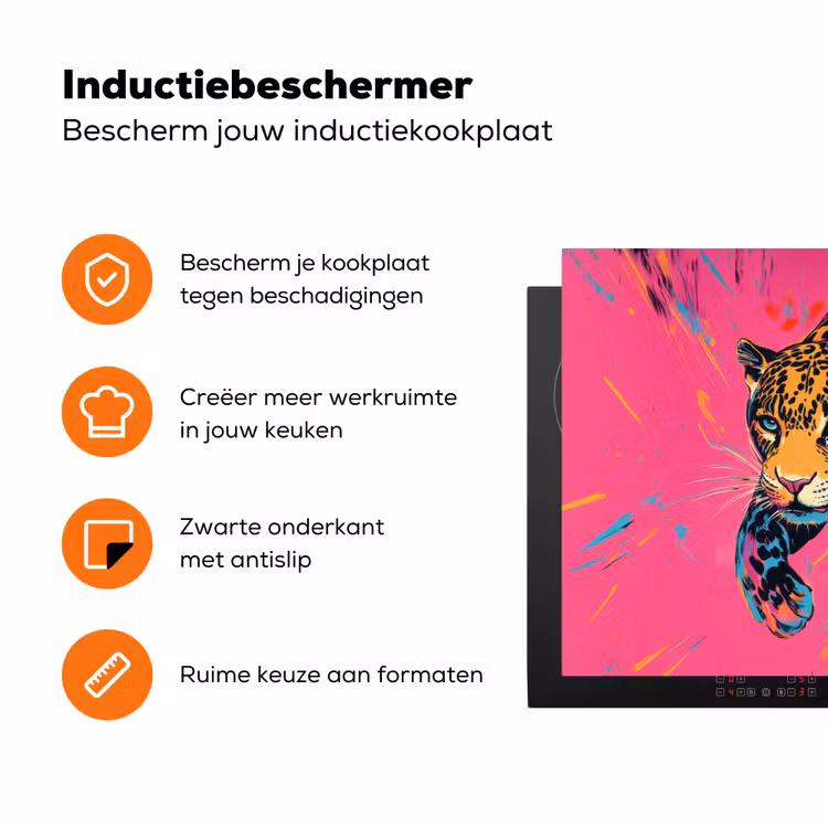 Luipaard - Roze - Oranje - Blauw - Verf Inductie beschermer vinyl 3mm klein -zzzzzzz-td-ups