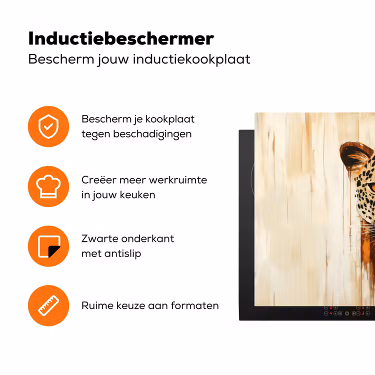 Luipaard - Symmetrisch - Strepen Inductie beschermer vinyl 3mm klein -zzzzzzz-td-ups