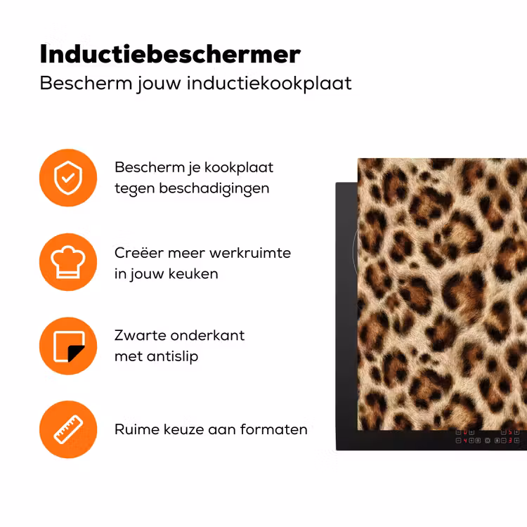 Luipaard - Vacht - Bruin Inductie beschermer vinyl 3mm klein 276 -zzzzzzz-td-ups