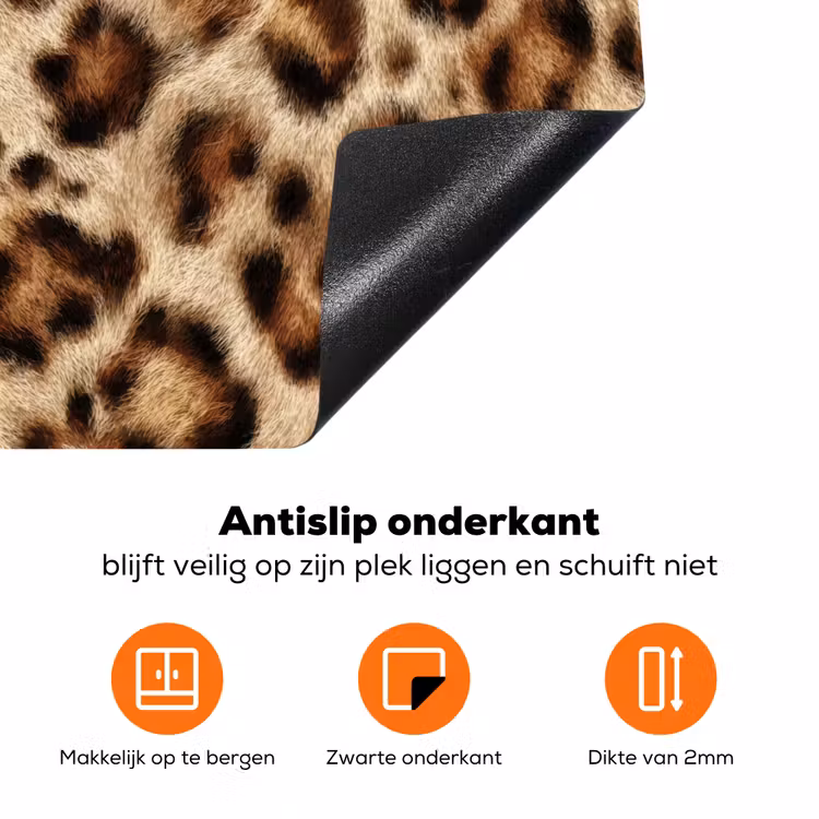 Luipaard - Vacht - Bruin Inductie beschermer vinyl 3mm klein 276 -zzzzzzz-td-onderkant
