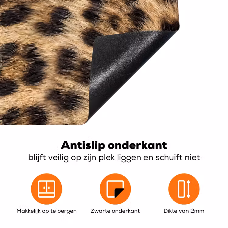 Luipaard - Vacht - Klassiek - Bruin Inductie beschermer vinyl 3mm klein -zzzzzzz-td-onderkant