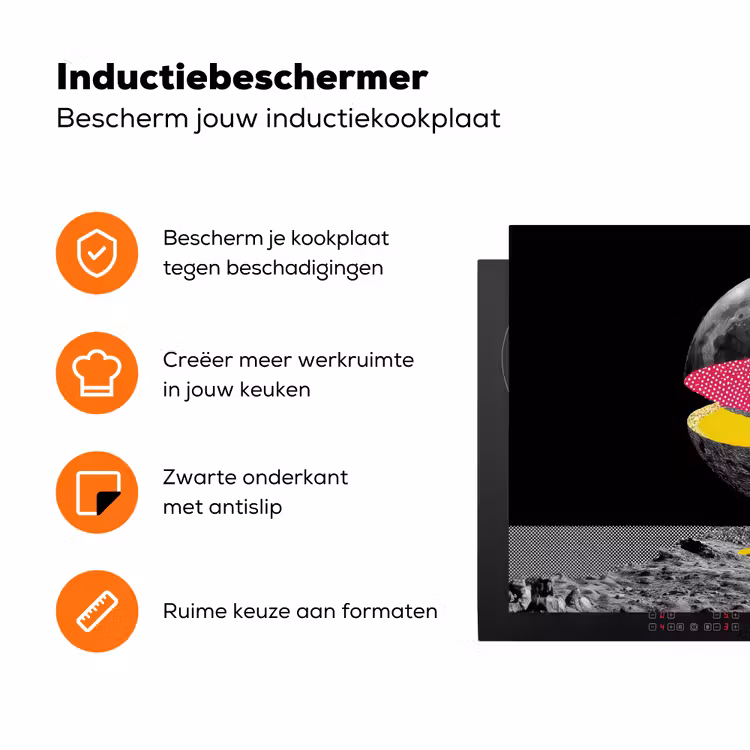 Maan - Geel - Roze - Zwart Inductie beschermer vinyl 3mm klein -zzzzzzz-td-ups