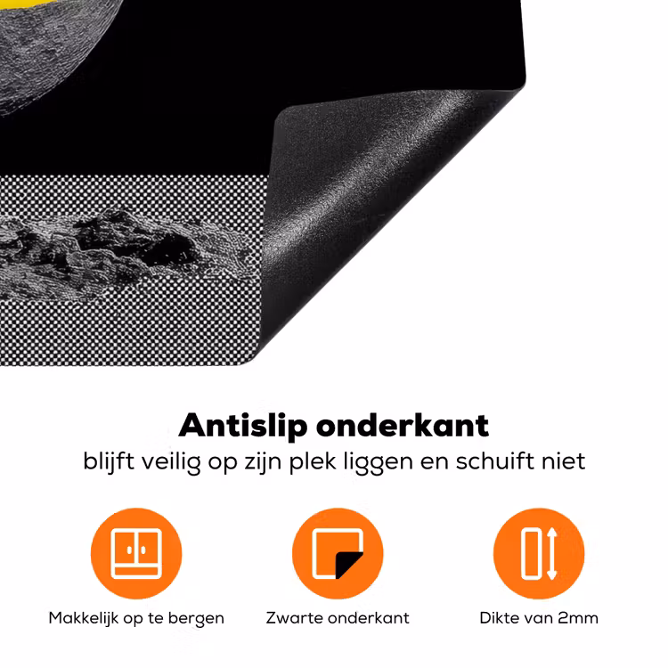 Maan - Geel - Roze - Zwart Inductie beschermer vinyl 3mm klein -zzzzzzz-td-onderkant