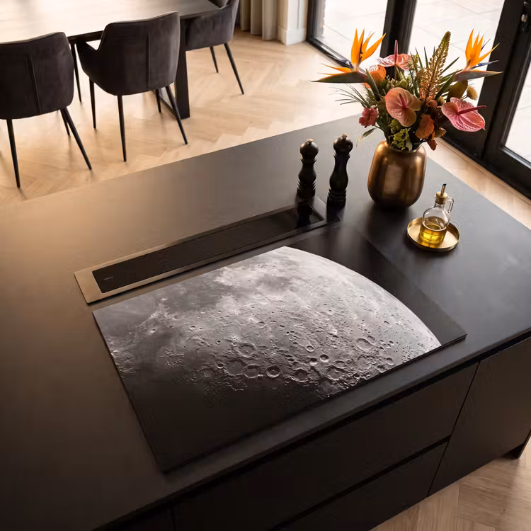 Inductiebeschermer - Maan - Kraters - Ruimte - Maan - Kraters - Ruimte Inductie beschermer vinyl 3mm klein