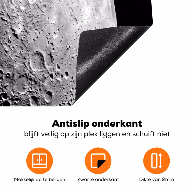 Inductiebeschermer - Maan - Kraters - Ruimte - Maan - Kraters - Ruimte Inductie beschermer vinyl 3mm klein