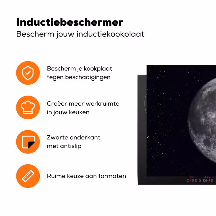 Inductiebeschermer - Maan - Sterren - Ruimte - Maan - Sterren - Ruimte Inductie beschermer vinyl 3mm klein