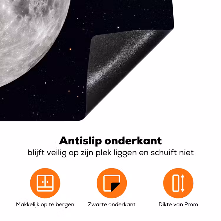 Inductiebeschermer - Maan - Sterren - Ruimte - Maan - Sterren - Ruimte Inductie beschermer vinyl 3mm klein