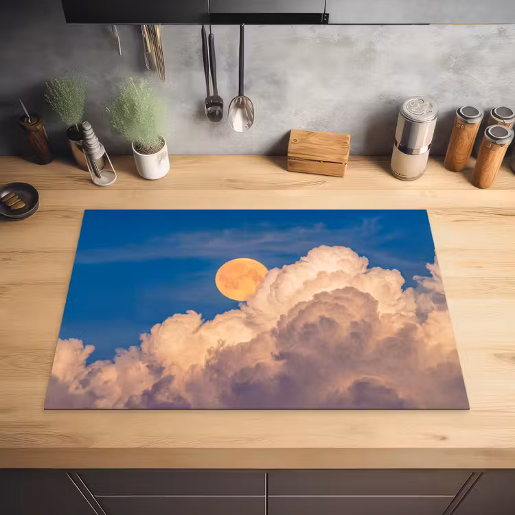 Maan - Wolken - Natuur - Oranje Inductie beschermer vinyl 3mm klein -sfeer5