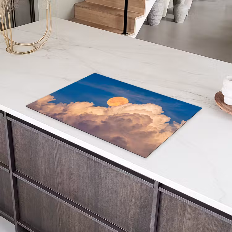 Maan - Wolken - Natuur - Oranje Inductie beschermer vinyl 3mm klein -sfeer8