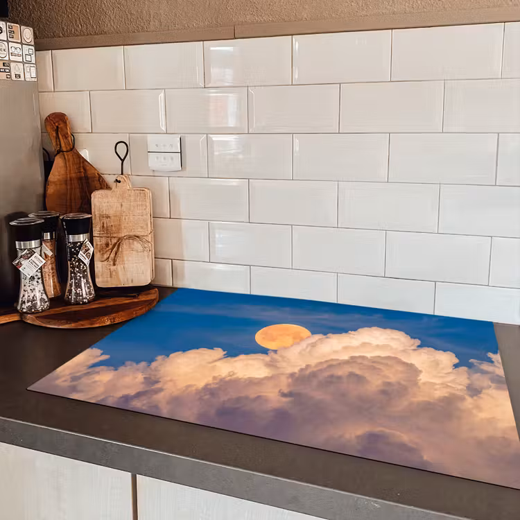 Maan - Wolken - Natuur - Oranje Inductie beschermer vinyl 3mm klein -sfeer3