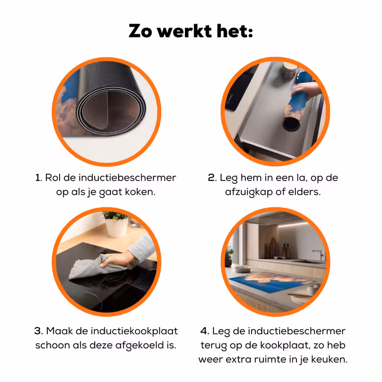 Maan - Wolken - Natuur - Oranje Inductie beschermer vinyl 3mm klein -zzzzzzz-td-werking