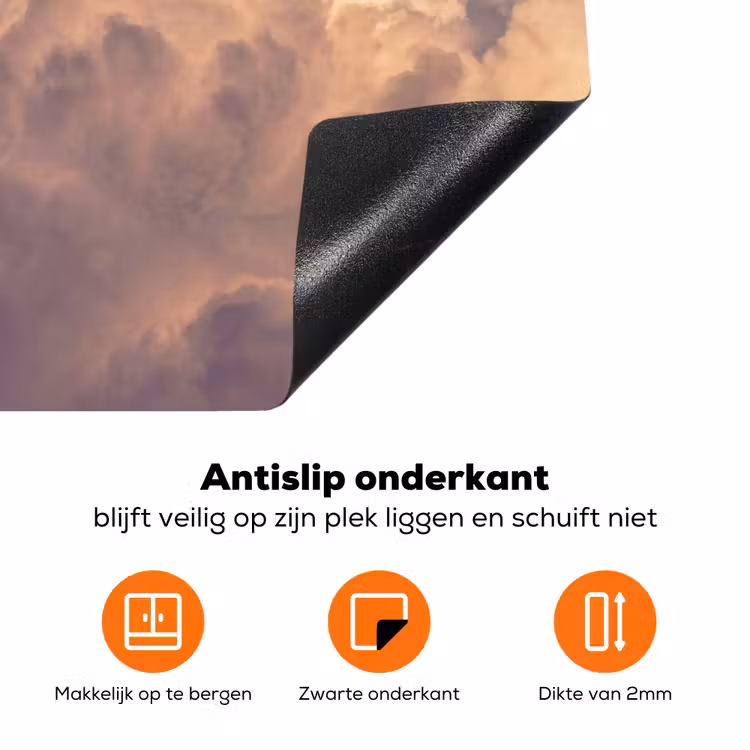 Maan - Wolken - Natuur - Oranje Inductie beschermer vinyl 3mm klein -zzzzzzz-td-onderkant