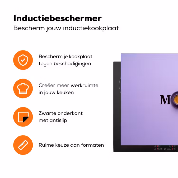 Maandag - Mok - Koffie - Paars Inductie beschermer vinyl 3mm klein -zzzzzzz-td-ups